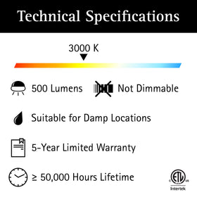Ultralux 3000K warm white glow for tasks in pantry or laundry.