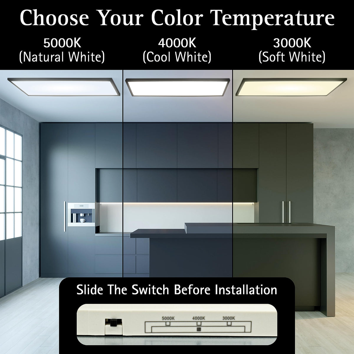 Ultralux panel 3CCT adjustable option with selectable warm to cool light.