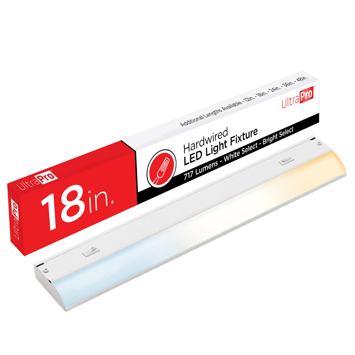 UltraPro 18in under-cabinet light with a diffused beam for even kitchen illumination