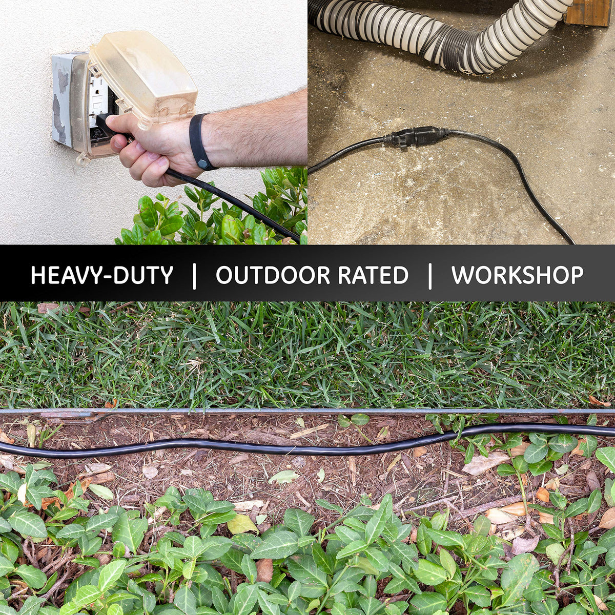 UltraPro outdoor extension cord 40 ft black jacket showing durable vinyl coating