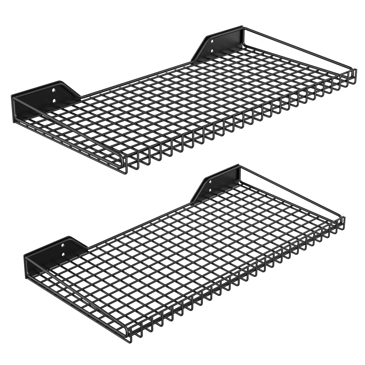 Ultrawall garage shelf 2-pack in matte black, ideal for tool organization.