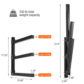 Ultrawall heavy-duty lumber storage rack stores long items like pipes or skis.