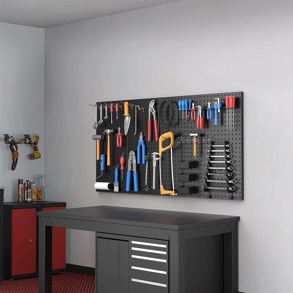 Ultrawall pegboard panel enables easy DIY storage.