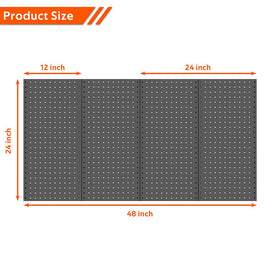 Ultrawall pegboard panel with hooks keeps garden tools tidy.