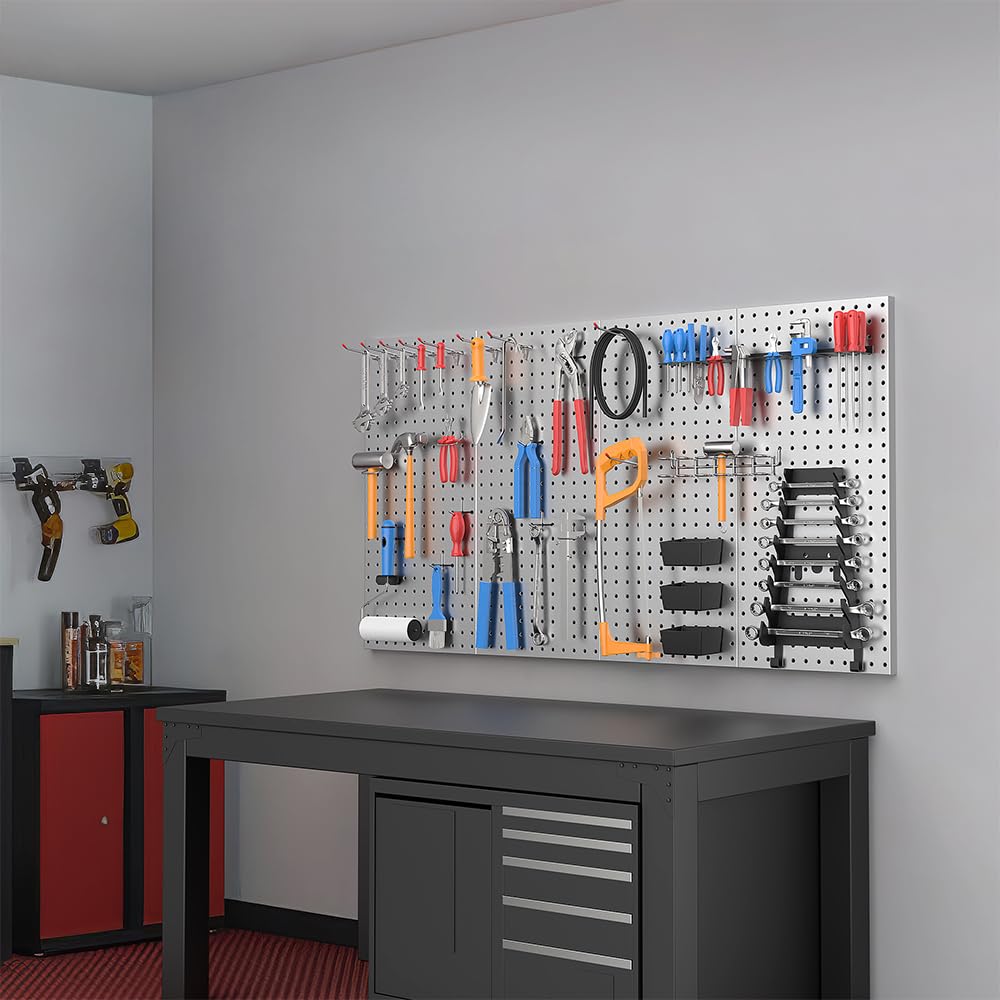 Ultrawall pegboard powder-coated finish resists rust and wear in busy spaces