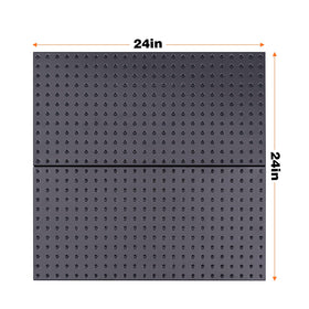 Ultrawall pegboard storage with hooks supports flexible tool arrangements.