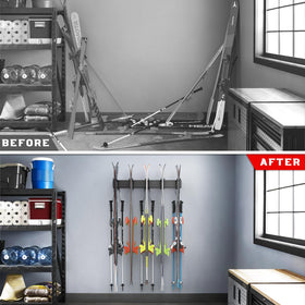 Ultrawall Ski Rack keeps garage and shed spaces tidy and accessible