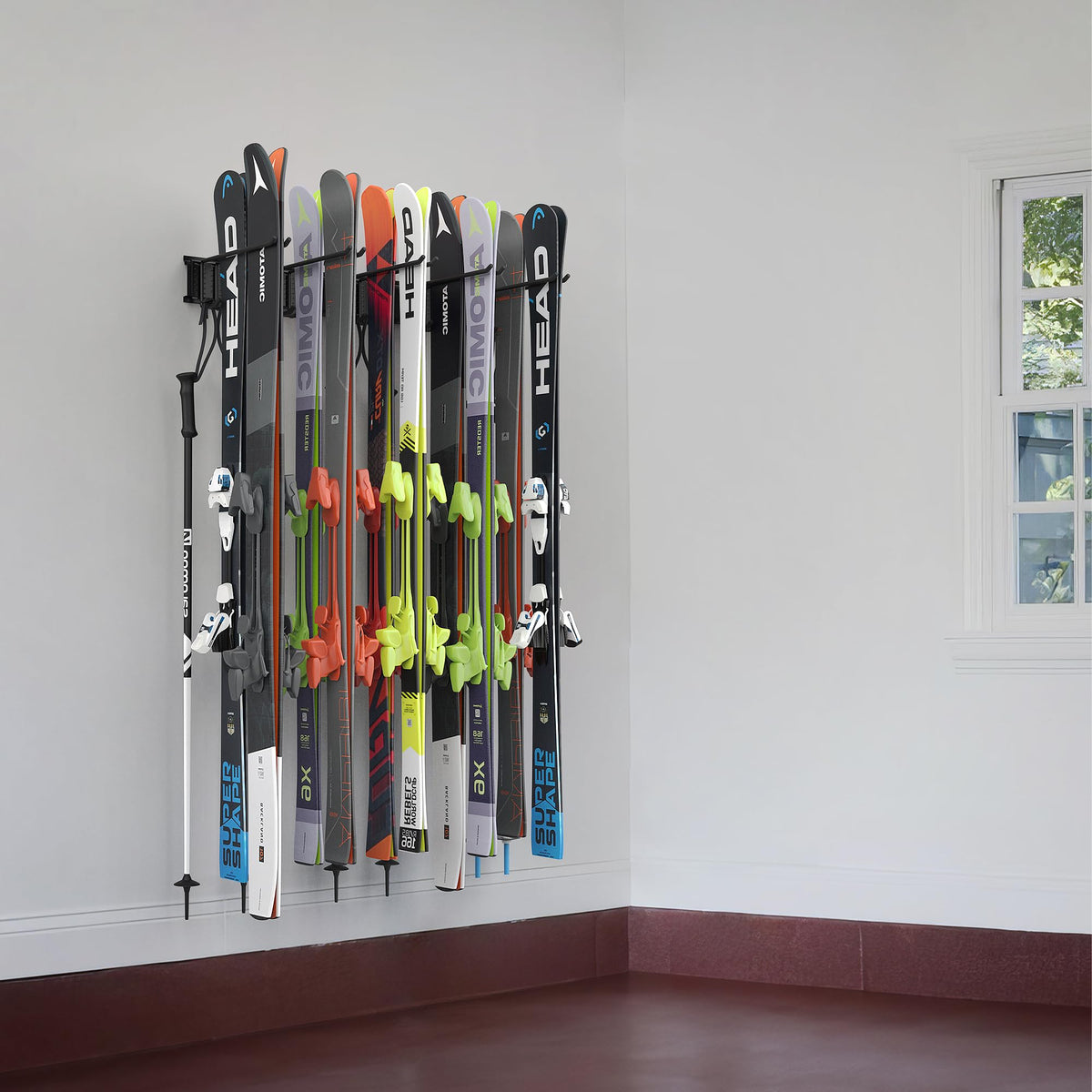 Ultrawall Ski Rack supports up to 300 pounds for reliable storage