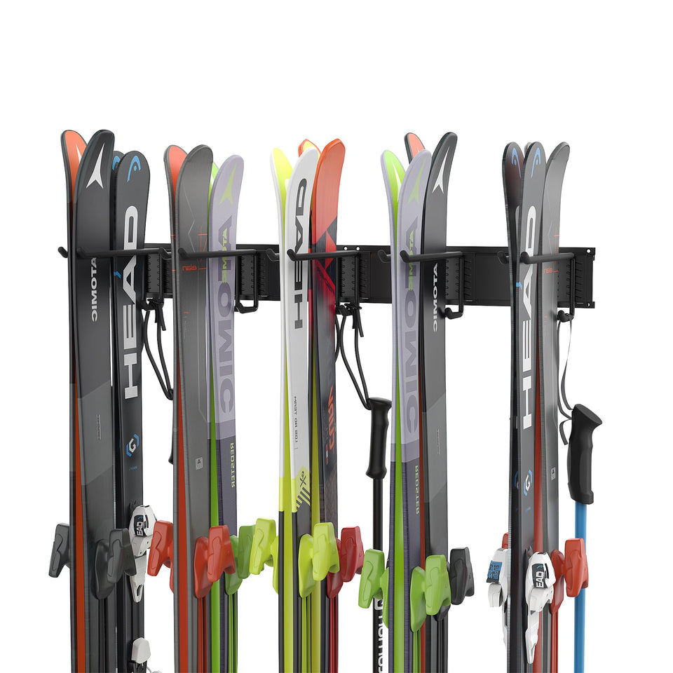 Ultrawall Ski Rack wall-mounted setup keeps skis organized and easy to reach