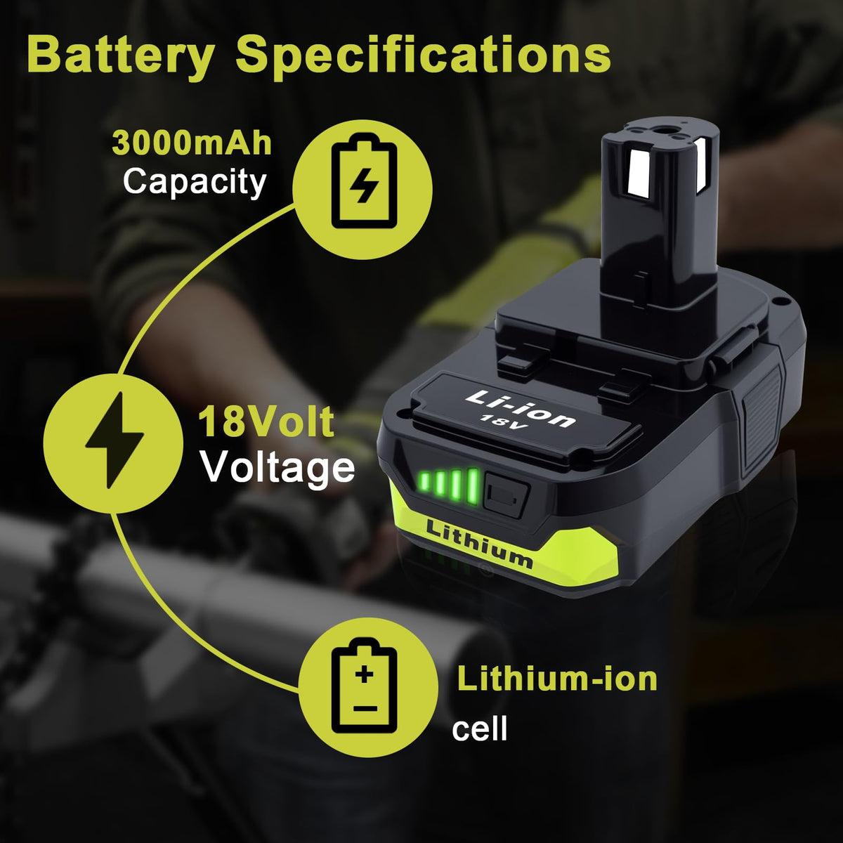 Ultraxxis LED indicator on battery displaying remaining charge.