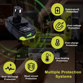 Ultraxxis Ryobi 18V One+ compatibility badge on the battery.