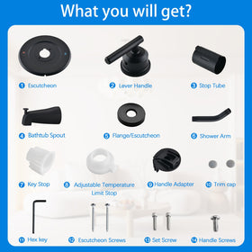 Ultrimkit packaging contents include arm flange and tub spout