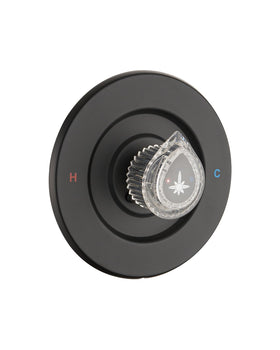 Ultrimkit shower trim matte black close-up shows sleek modern finish
