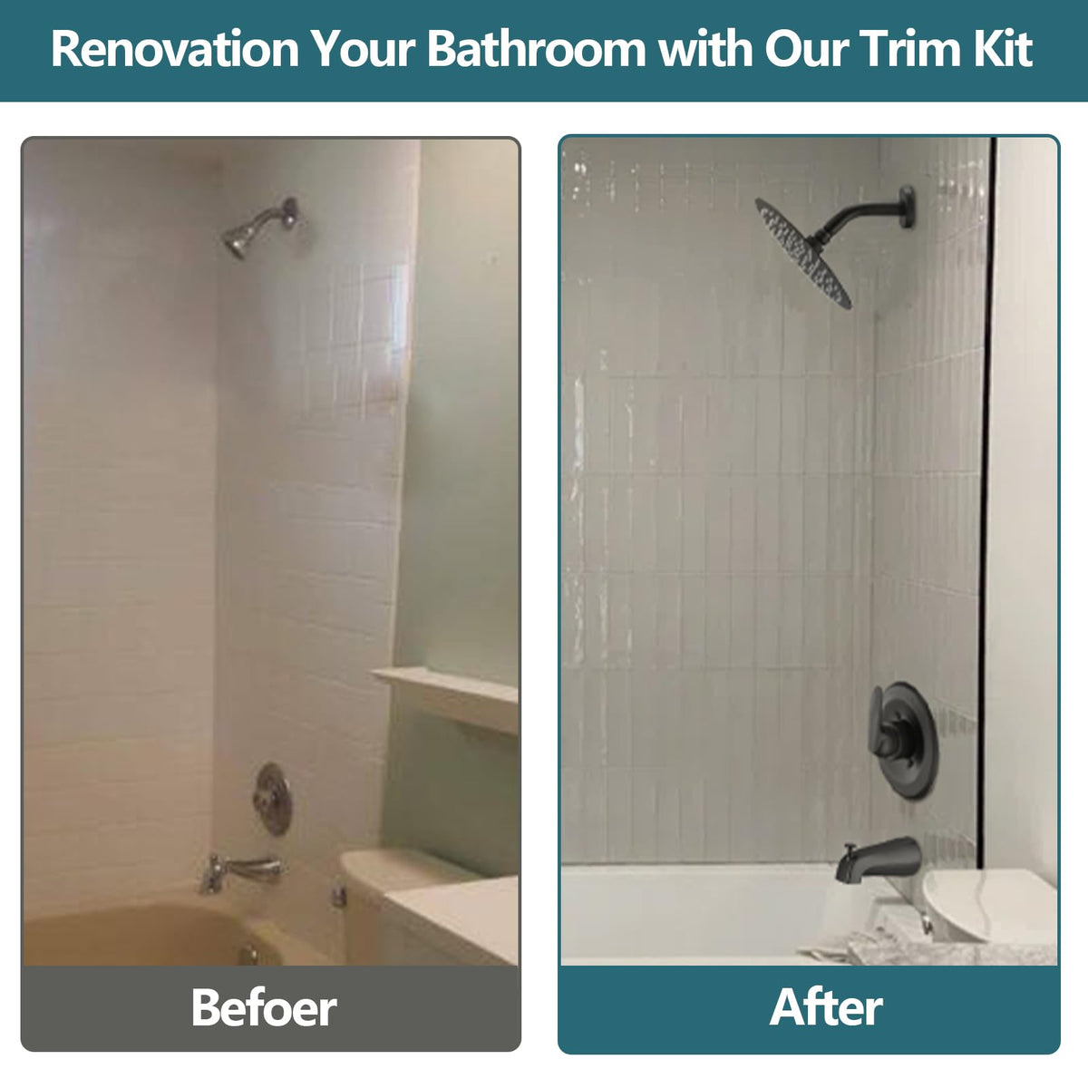 Ultrimkit trim kit in matte black enhances modern bathroom aesthetics