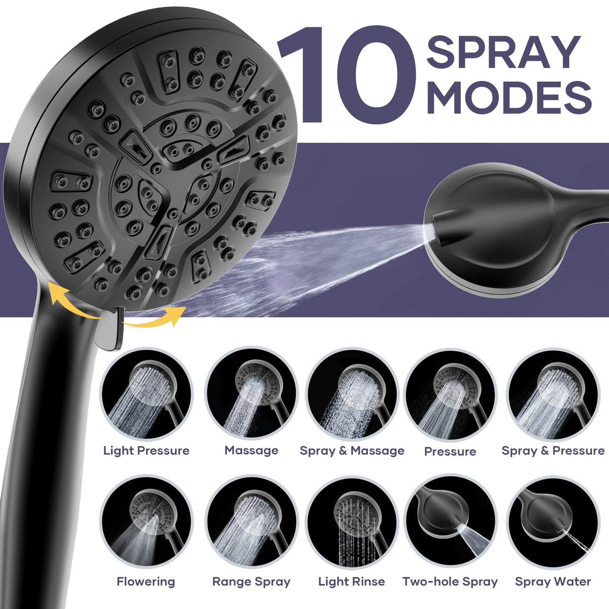 UltrTxenova stainless steel handheld and head resist rust for daily use.