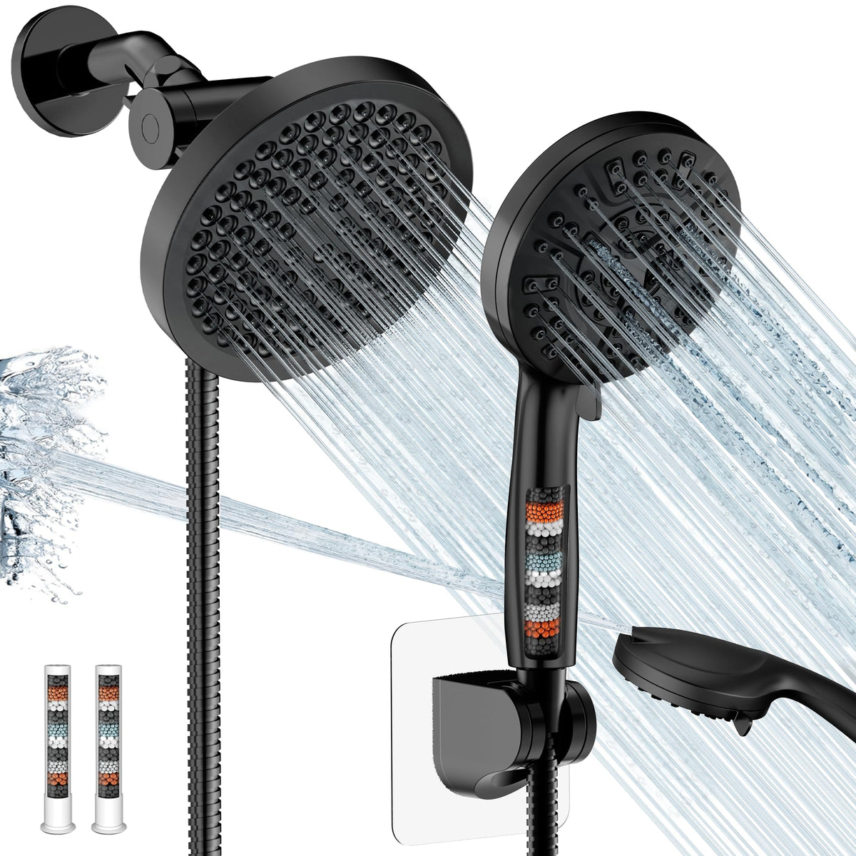 UltrTxenova filtered shower head with dual heads for a spa-like rainfall.