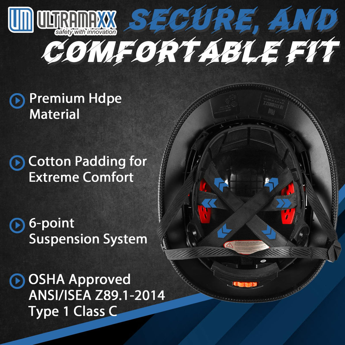 UM Ultramaxx hard hat visor option provides clear protection against debris during high-pace construction.