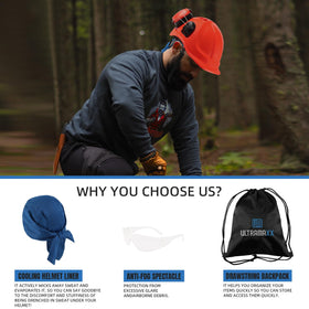 UM ULTRAMAXX 6-in-1 helmet cooling liner keeps you dry during heavy work.