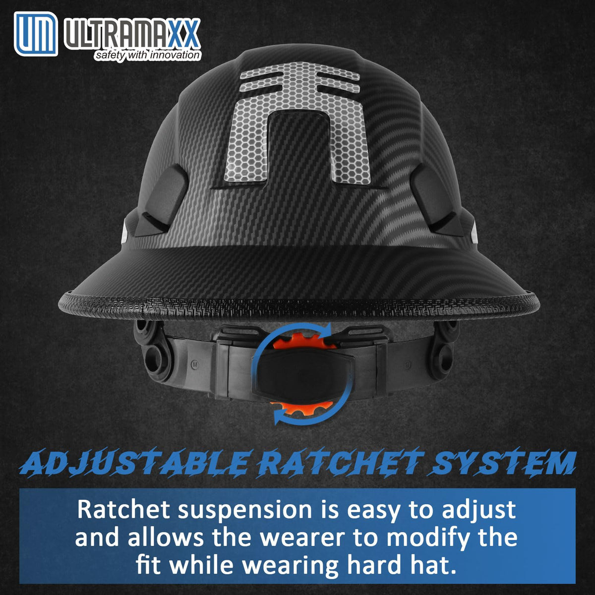 UM Ultramaxx hard hat features quick-adjust suspension for a secure fit all day.