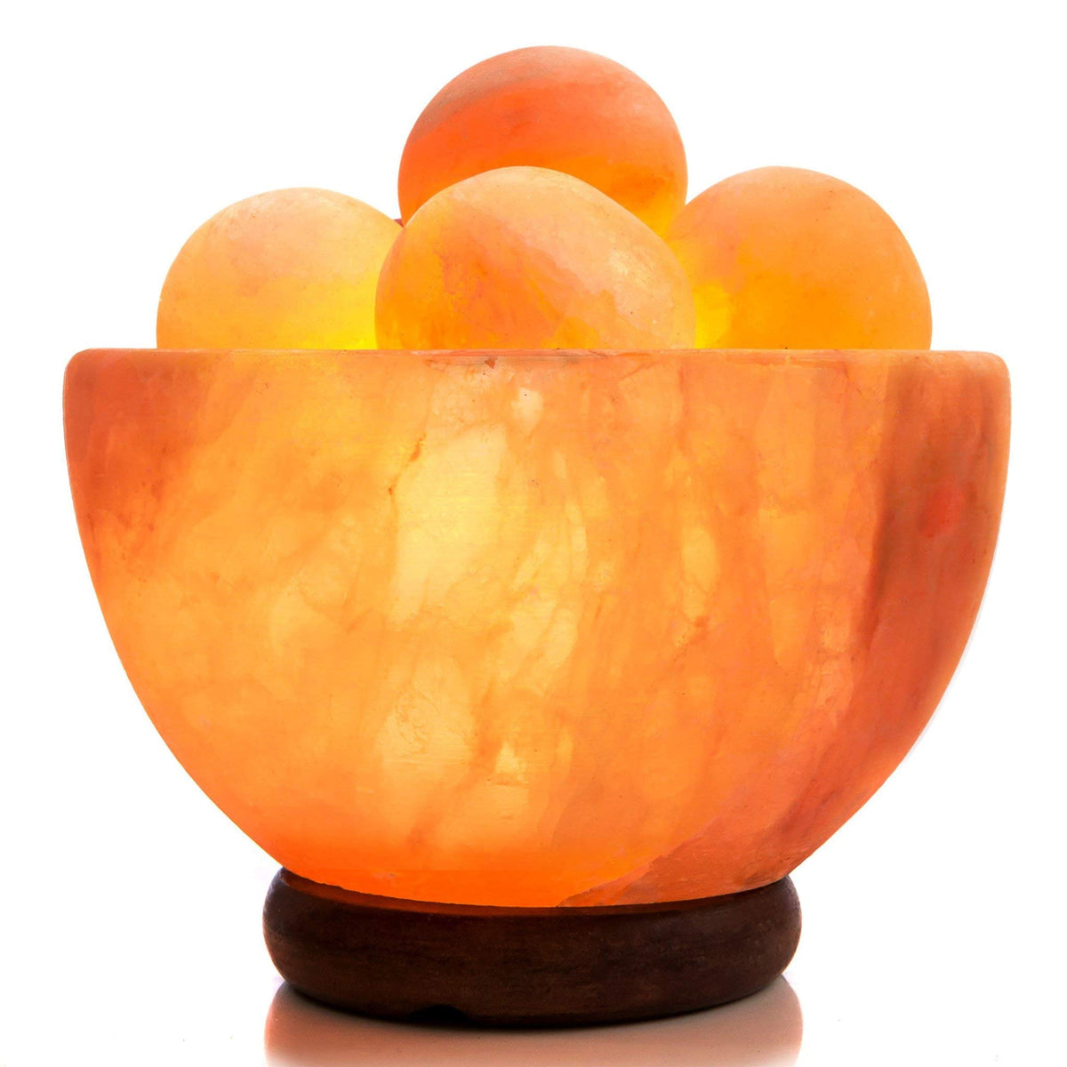 UMAID Himalayan salt lamp bowl glows softly for serene bedside ambiance.