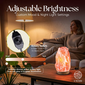 UMAID Himalayan Salt Lamp with dimmable switch offers adjustable brightness