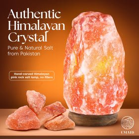 UMAID salt lamp handcrafted wooden base adds stable, elegant accent