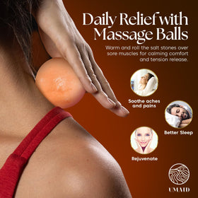 Six massage balls provide soothing heat for neck, shoulders, and back.