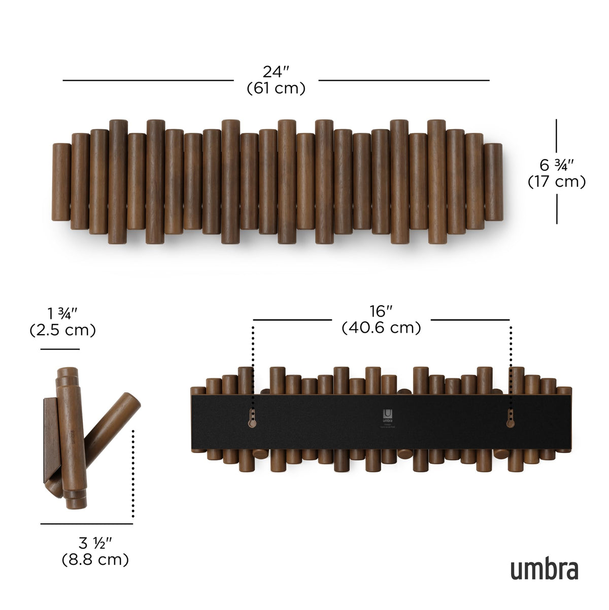 Umbra Picket authentic pine wood construction adds natural warmth to any room.
