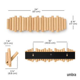 Umbra Picket showcases beveled pine wood construction for warm, natural texture.