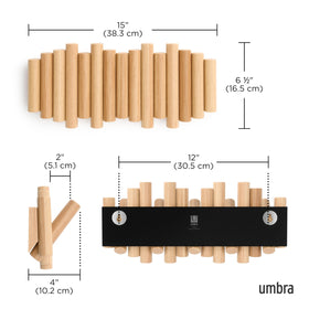 Umbra Picket beveled pine wood adds natural warmth to walls.
