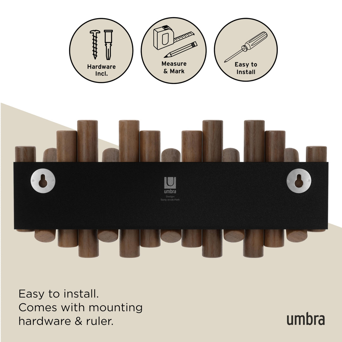 Umbra Picket in entryway stores coats, bags, and accessories with style.