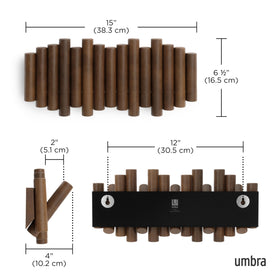 Umbra Picket close-up shows beveled pine wood grain and smooth peg edges.