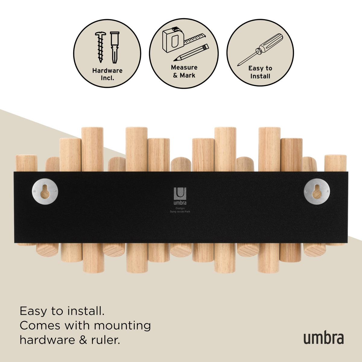 Umbra Picket helps keep coats, bags, and accessories organized.