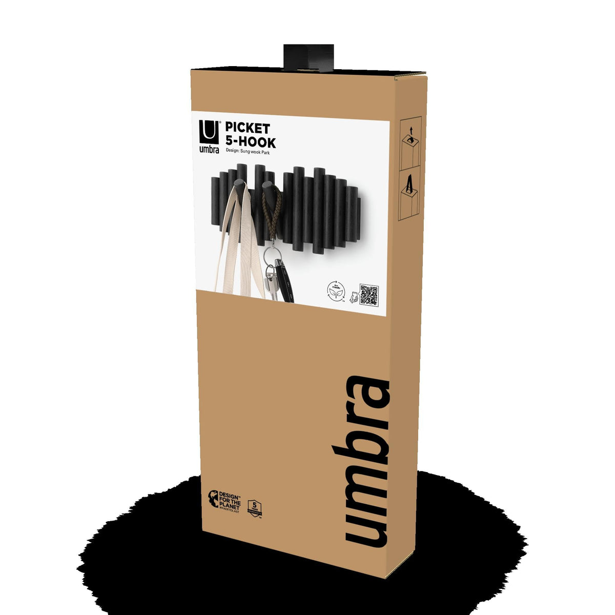 Umbra Picket versatile wall decor and storage for towels and hats.