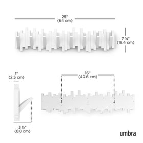 Umbra Sticks folding hooks provide a clean concealed look when not in use.