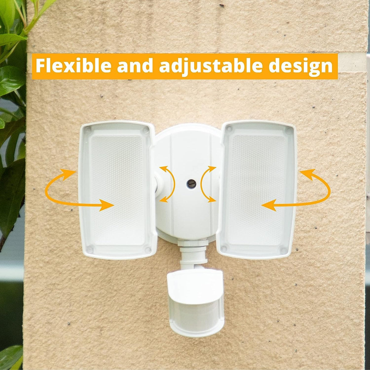 UME 19W LED security light, wall-mount installation at wall or under eave for easy setup.
