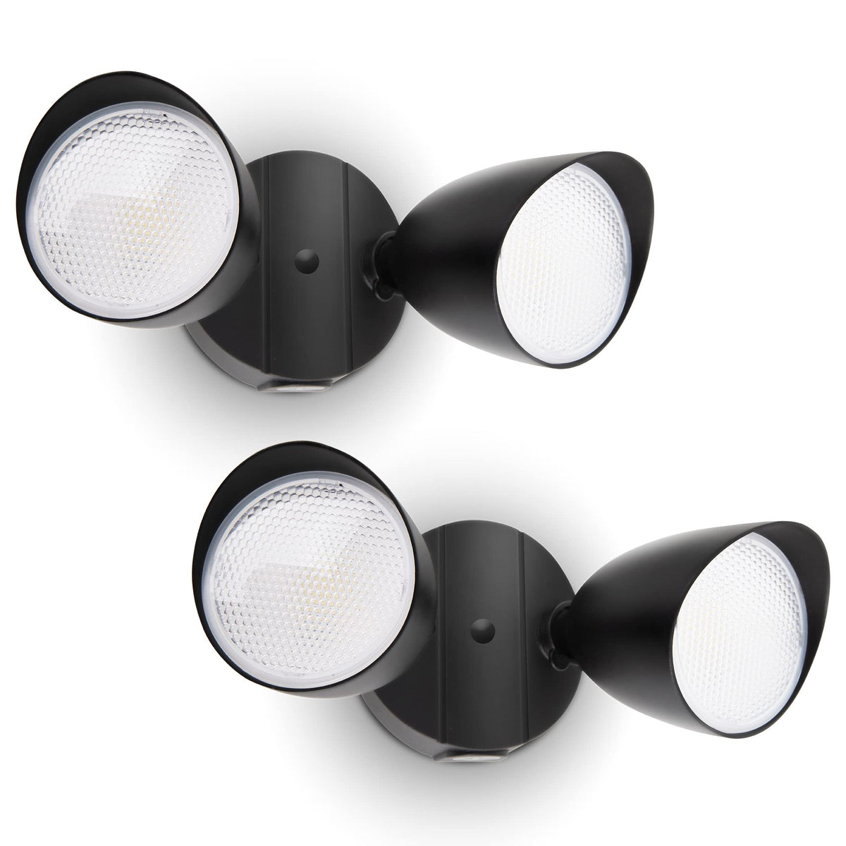 UME 2-pack dual-head floodlight illuminating outdoor entryways and walkways.