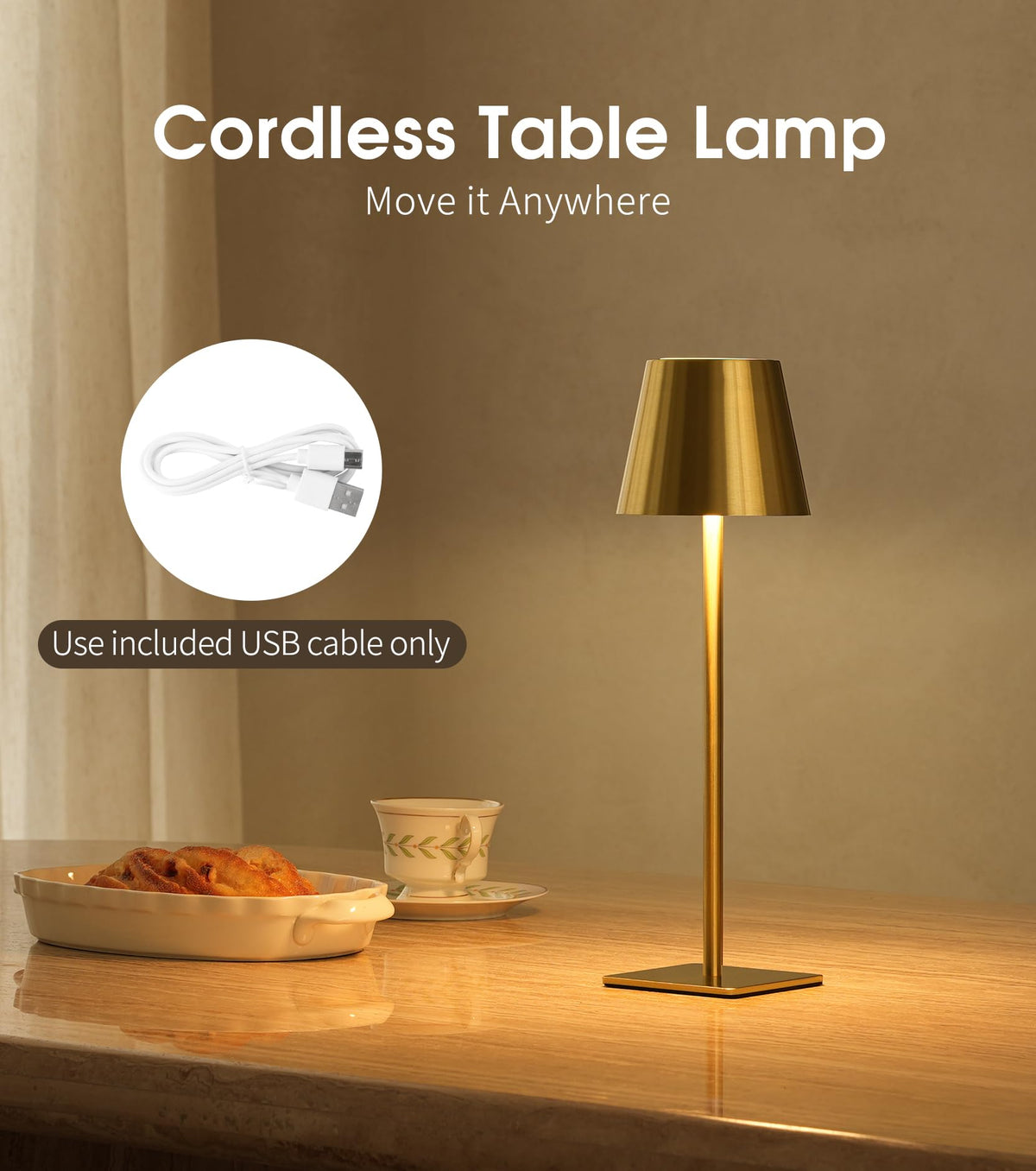 UME 3-pack cordless lamp in brushed silver suits modern decor without cords