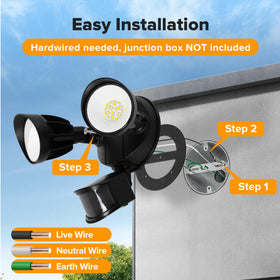 UME LED security light quick installation with included mounting hardware.