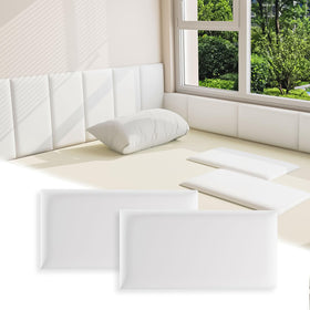 Umedol 3D headboard panels white four-pack visible on wall with cushioned feel