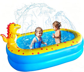 UMEELR inflatable pool with dinosaur sprinkler for backyard fun and cooling splash