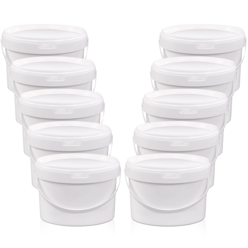 UMETASS 1-gallon white bucket with lid and handle for versatile storage