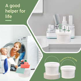 UMETASS white plastic buckets stacked neatly for space-saving storage