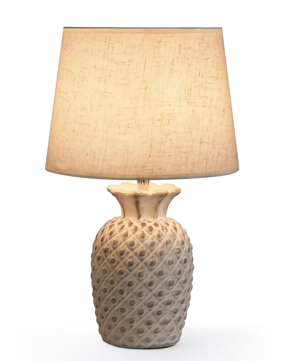 UMEXUS 13-inch rechargeable table lamp base closeup in ceramic pineapple detail for stylish ambiance