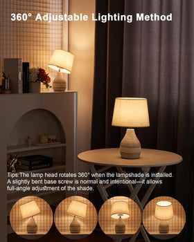 UMEXUS compact ceramic base fits small spaces like nightstands.