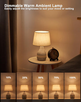 UMEXUS cream linen shade softens light for cozy dinners.