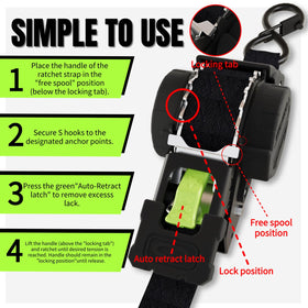 UMIRO auto retracting mechanism on 1x12ft strap