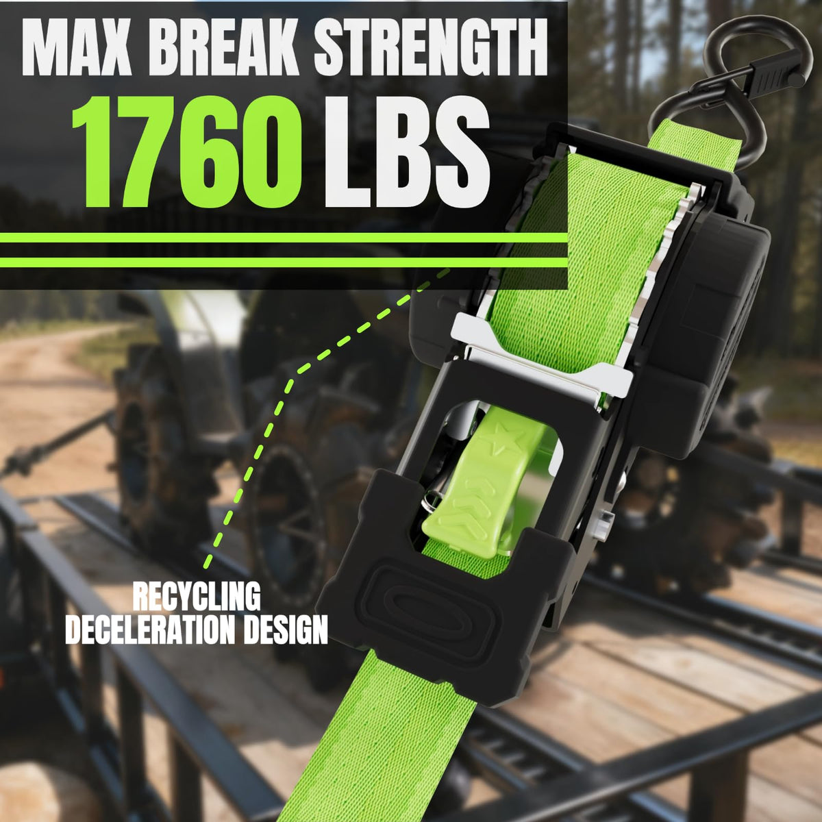 UMIRO two-pack in fluorescent green provides heavy-duty tie downs for trucks