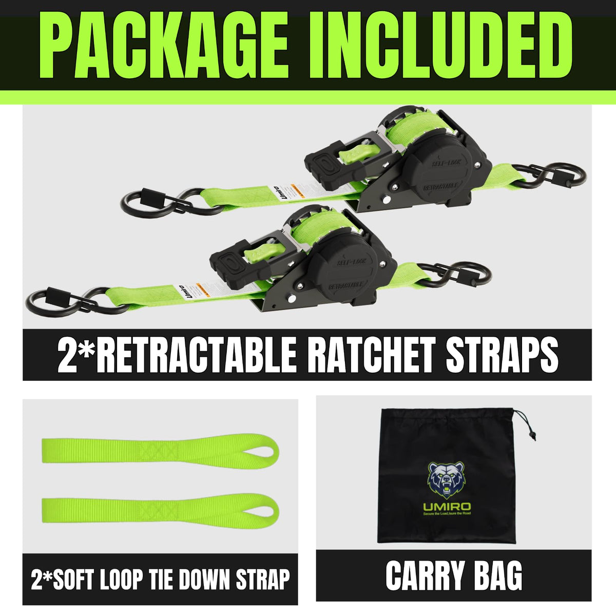 UMIRO self-retracting strap makes securing motorcycles quick and tidy