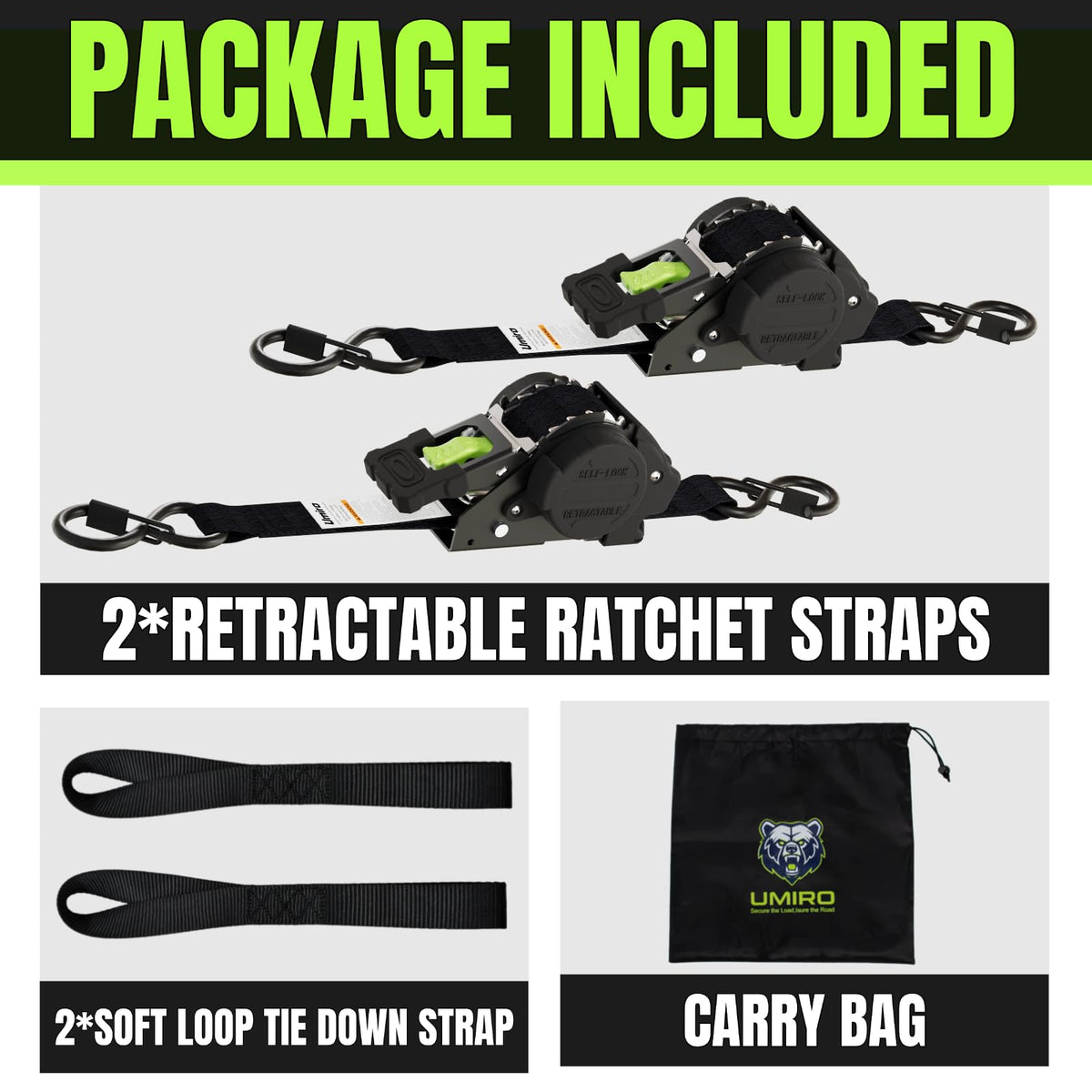 UMIRO trailer and truck tie down with 1x12ft strap